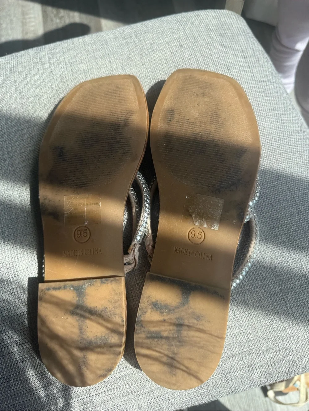 Steve Madden Nude Crystal-Strap Slide Mules
